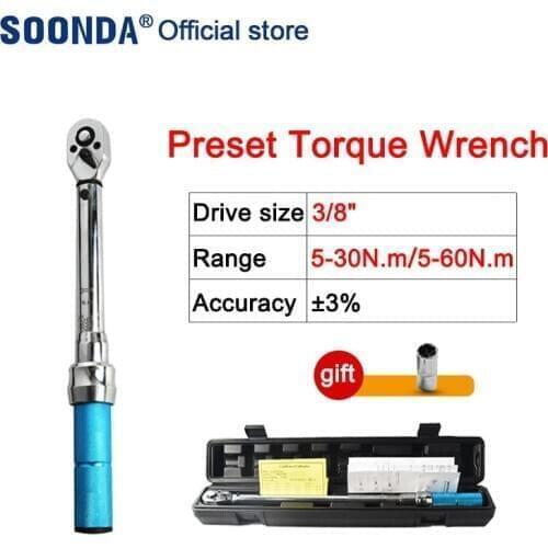 3/8 5-30N.m 5-60N.m Preset Torque Wrench chrome Hand Spanner Ratchet Wrench small range changeable head torque wrench
