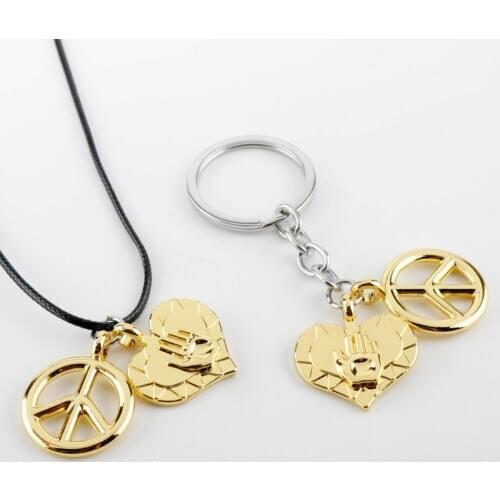 Anime jojo bizarre adventure pendant necklace Cosplay Necklaces keychain for men Metal Jewelry Accessories