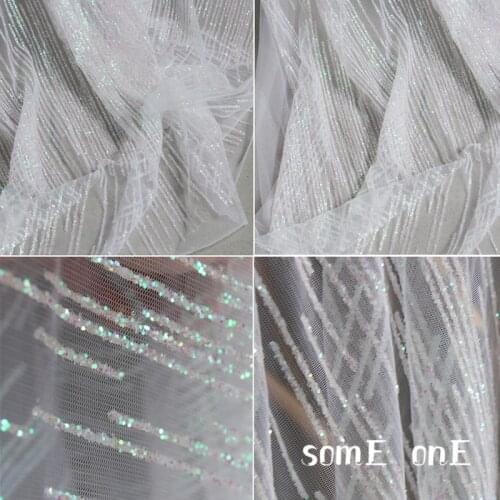 Mesh Tulle Fabric Bronzing Sequin Diamond Green reflection DIY Stage Decor Skirt Veil Wedding Dress Designer Fabric 50*150cm
