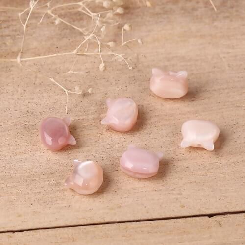 Natural Shell Cat Animal Loose Beads About 8mm x 7mm For DIY Earring Bracelet Jewelry Macking, 1 Piece