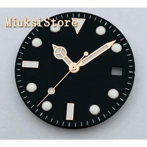 Black dial with rose gold hands luminous fit NH35 NH36 ETA 2824 2836 Miyota 8205 8215 821A Mingzhu DG 2813 3804 movement