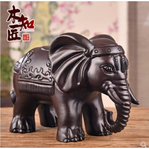Black sandalwood carving elephant furnishing fortune auspicious feng shui elephant real wood mahogany office living room home