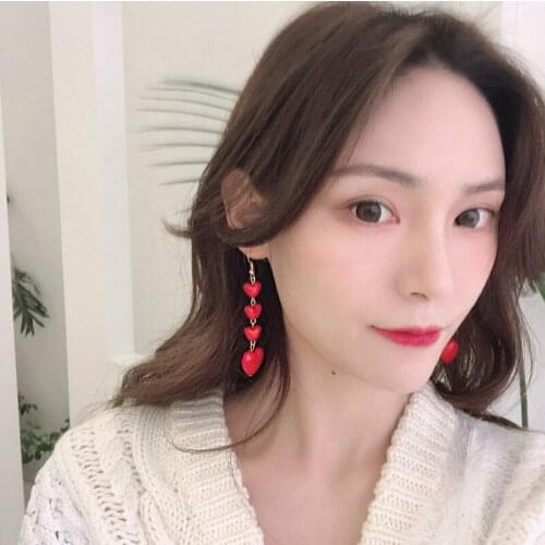 Elegant Accessories for Women Long Heart Resin Tassel Earrings Jewelry 2021