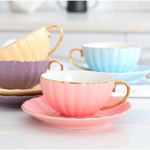 European Ceramic Simple Cute Coffee Milk Cup with Saucer Creative Porcelain Phnom Penh Handmade Afternoon Tea Cup Drinkware
