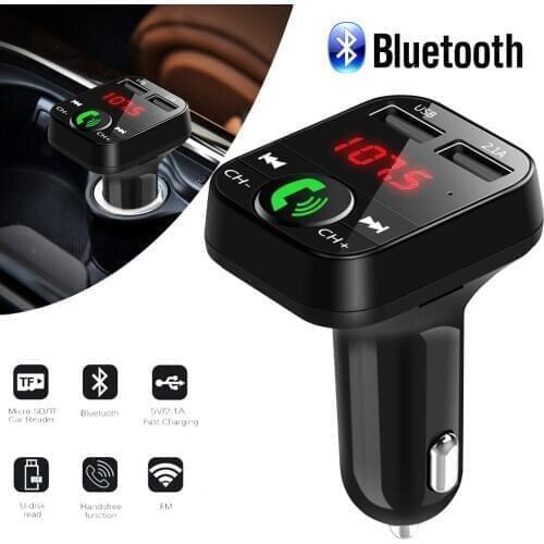 FM Transmitter Bluetooth Hands Free Car Kit FM Modulator Car Styling MP3 Music Player TF Flash Music 5V 2.1A USB Charger 12V-24V
