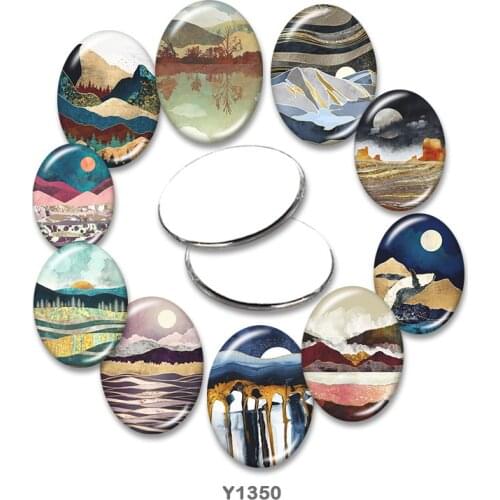 Mountain Oval glass cabochon 13x18mm/18x25mm/30x40mm flat back Making findings TRY1350