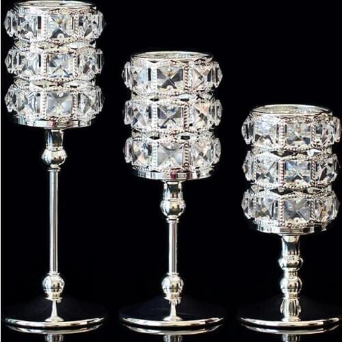 Crystal Candlestick Luxury Silver Wedding Candle Holder Glass Golden Candle Holder Home Dinning TWedding Centerpieces 1657269