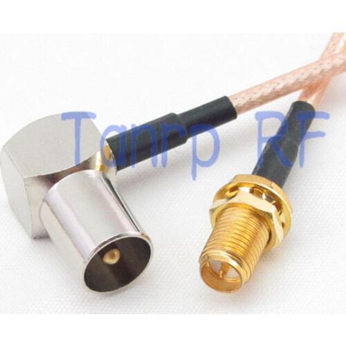 12in TV male right angle to RP SMA female jack RF adapter connector 30CM Pigtail coaxial jumper extension cord cable RG316