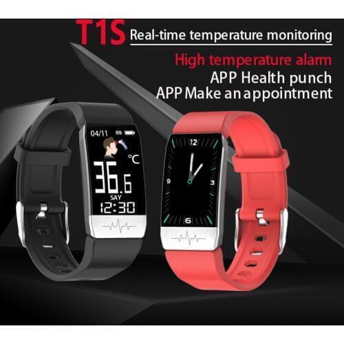 LS T1S Smart Bracelet Temperature Monitoring Sport Pedometer Watch Smartband Fitness Traker Bluetooth Waterproof Smart Wristband