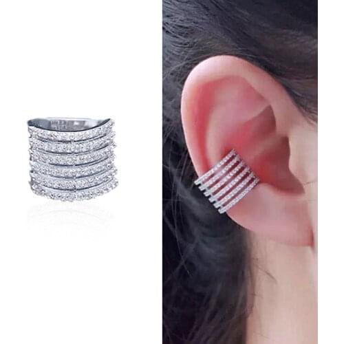 Micro Pave Cubic Zirconia Ear Bone Clip Women Fashion Statement No pierced Earrings 2021 Design Clip Earings