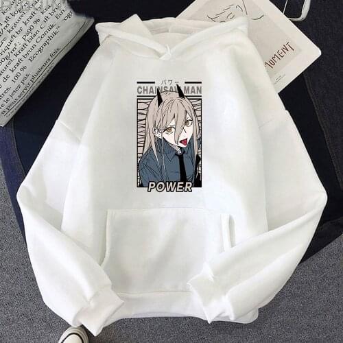 Power Kawaii Hoodies 2021Autumn Winter Fashion Men Unisex Sweatshirt Anime Chainsaw Man Sweatwear Pocket Hoody Aesthetic Clothes