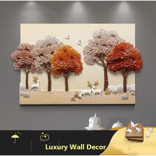 Minimalist 3D Embossed Restaurant Wall Painting Landscape Murals Crafts Decoration Home Background 3D Wall Sticker Ornaments Art