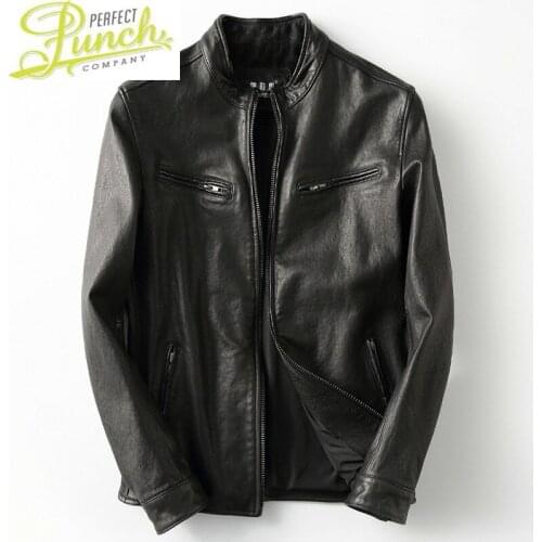 Spring Men Vintage Genuine Autumn Real Sheepskin Coat Mens Leather Jacket Veste Cuir Homme KFS19M012 KJ2170