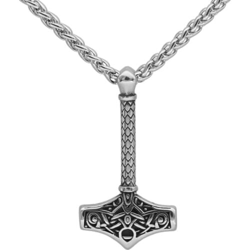 Nordic viking necklace for men Thor Hammer Mjolnir Dragon Scandinavian viking amulet stainless stell pendant