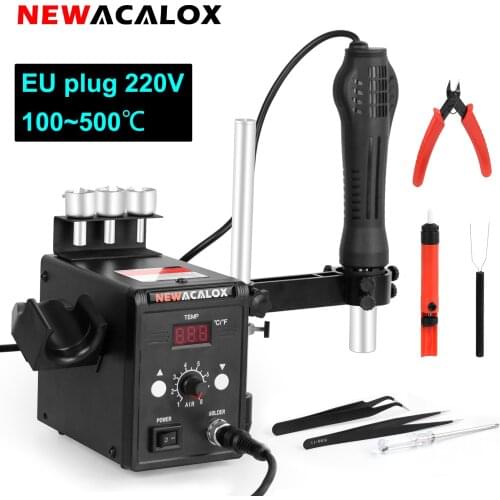 NEWACALOX 858D 110V/220V 700W Soldering Station Hot Air Gun Digital SMD Rework Heat Gun Industrial Hair Dryer Desoldering Tools
