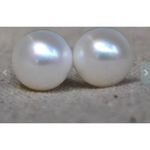 New Arrival Natural Pearl Earring AAA 13mm Huge Freshwater 925 Silver Stud Bridesmaid Wedding Fine Jewelry Charming Women Gift