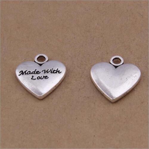 Wholesale 10 Pieces Antique Silver Heart Charm for Bracelets Jewelry Making