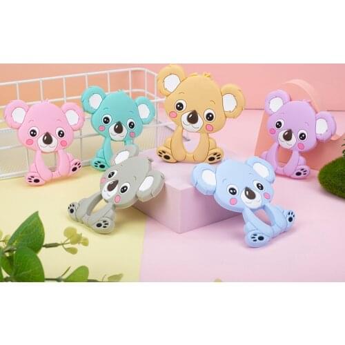 Sunrony 5pcs Baby Teether Mint Original Silicone Koala Teether BPA Free Silicone Teether Pendant For Nursing Necklace Making