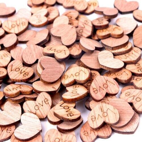 100Pcs Mini Wooden Love Heart Wedding Table Scatter DIY Craft Accessories Rustic Wedding Party DIY Decoration Favor Scrapbooking