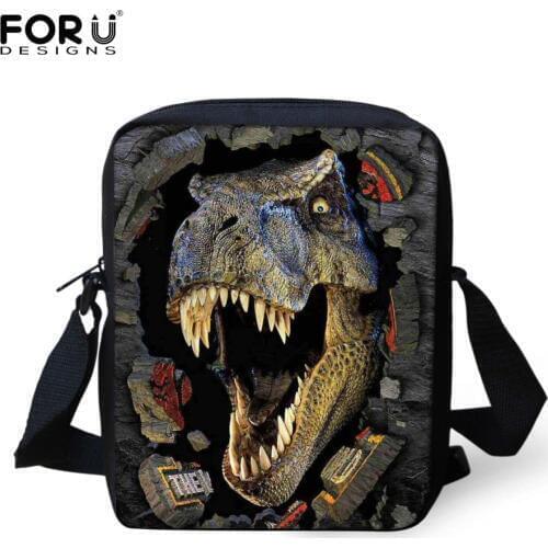 FORUDESIGNS 3D Dinosaurs Animal Prints Messenger Bag Jurassic World Park Women Shoulder Mini Cross-body Bags Travel Sling Bag