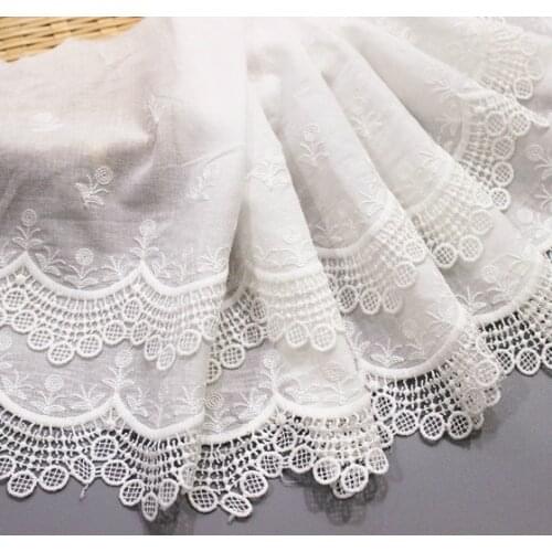 3Yard/Lot Wave Double Layer Milk Silk Cotton Cloth Embroidered Flower Clothes Skirt Hem Cuffs Decorative Fabric 22CM