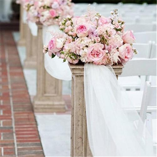 10m*50cm Yarn Tulle Roll Sheer Crystal Organza Fabric Wedding Decoration White Gauze Tulles Baby Shower Party Decor Supplies