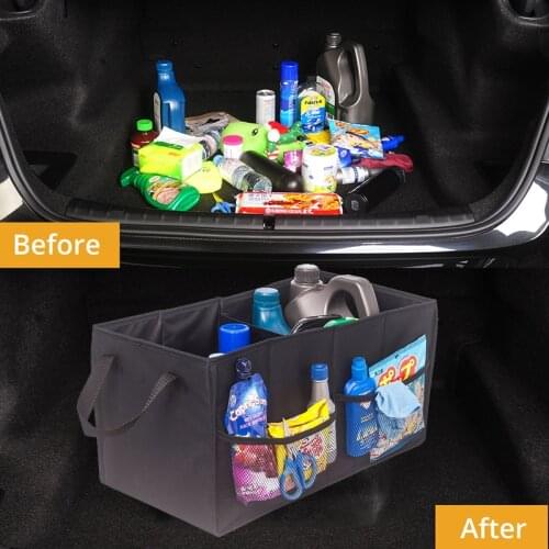 Universal Car Storage Organizer Trunk Collapsible Drink Toy Food Storage Truck Cargo Container Bag Box Black Car Stowing Tidying