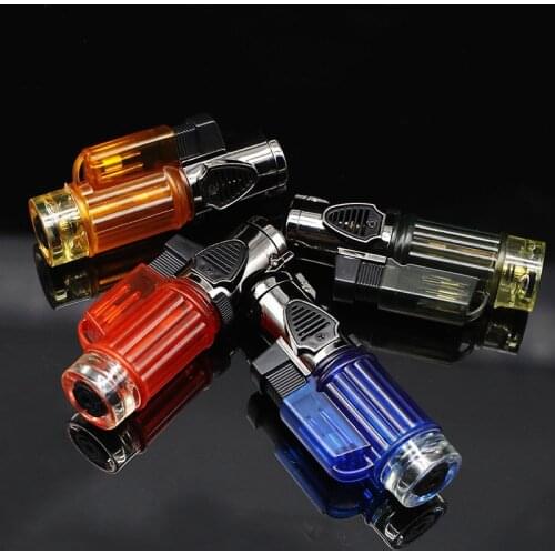 Triple Torch Lighter Powerful Jet Butane Pipe Cigar Lighter Portable Spray Gun Gas 1300 C Windproof Outdoor Gadgets For Man