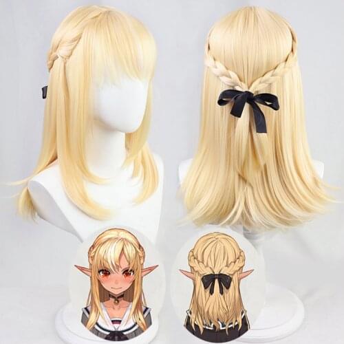 VTuber Shiranui Flare Wig Hololive Youtuber Girls Cosplay Blonde Braided Straight Heat Resistant Hair