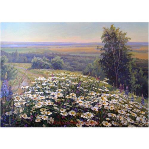 Needlework for embroidery DIY French DMC High Quality - Counted Cross Stitch Kits 14 ct Oil painting - Hillside in Summer