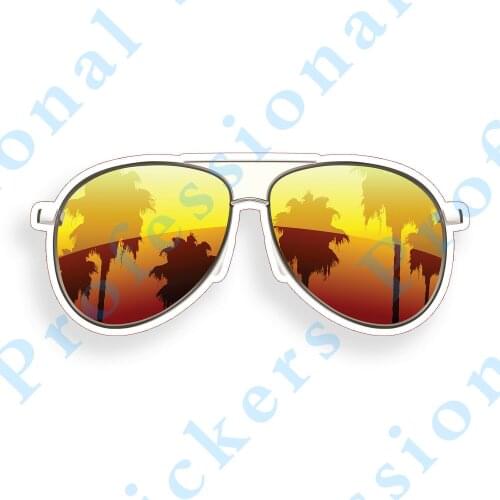 Funny stickers Sunset Sunglass Sticker Beach Ocean Laptop Cup Car Vehicle Window Bumper Decal Motorcycle Vinyl Decals