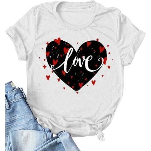 LOVE Woman Tshirt Valentines Day Summer Tee Female Casual T-shirt Short Sleeve Woman T Shirt