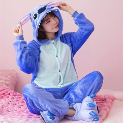 Women Unicorn Totoro Tiger Onesies Unisex Winter Bear Onesies Children Nightwear Anime Costumes Adults Flannel Sleepwear Pajamas