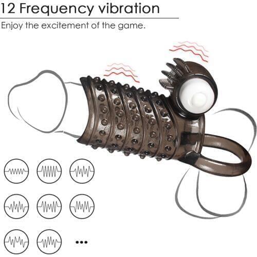 Penis Ring Vibrator Cock Scrotum Ring Vagina Clitoris Stimulator Vibrating Ejaculation Delay Penis Sleeve Sex Toys for Men Male