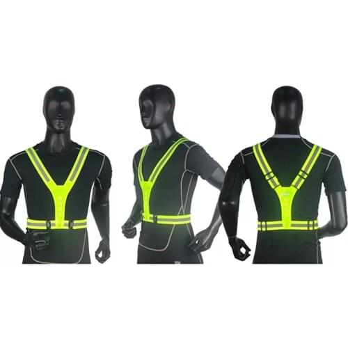Elastic LED Cycling Runnning Vest Adjustable Visibility Reflective Vest Stripes Night Sports Safety Cycling Elastic Belt