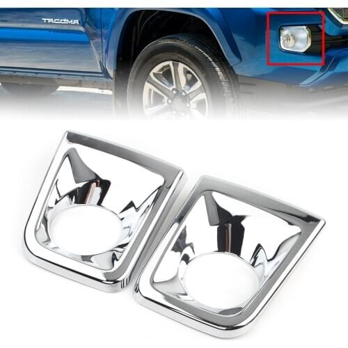 2Pcs Chrome Car Front Fog Light Lamp Cover Trim For 2015 2016 2017 2018 2019 2020 Toyota Tacoma Left & Right