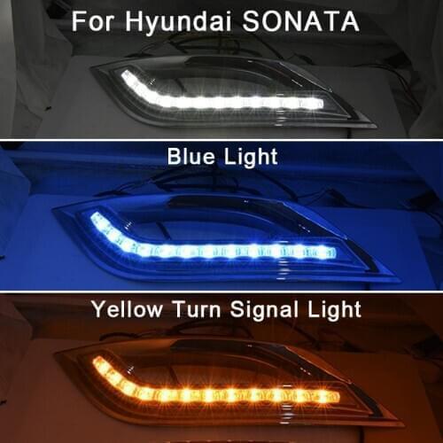 2pcs LED Waterproof Daytime Running Light Daylight For HYUNDAI SONATA YF 2011-2014 12V Car DRL Lamp Turn Yellow Signal Function