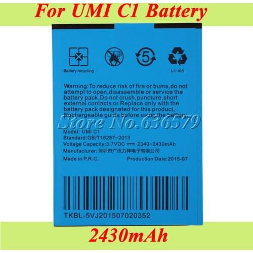 For UMI C1 Battery 2430mAh Batterie Bateria Accumulator AKKU