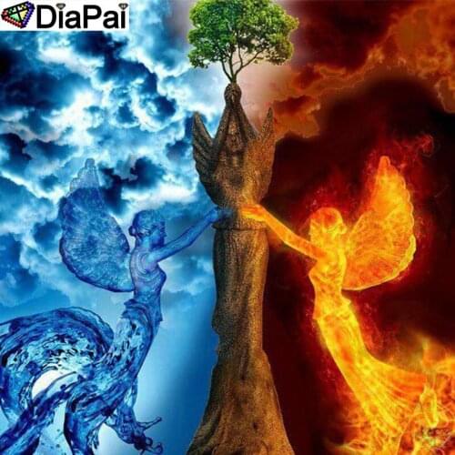 DiaPai Diamond Painting 5D DIY 100% Full Square/Round Drill "Water fire beauty" Diamond Embroidery Cross Stitch 3D Decor A24400
