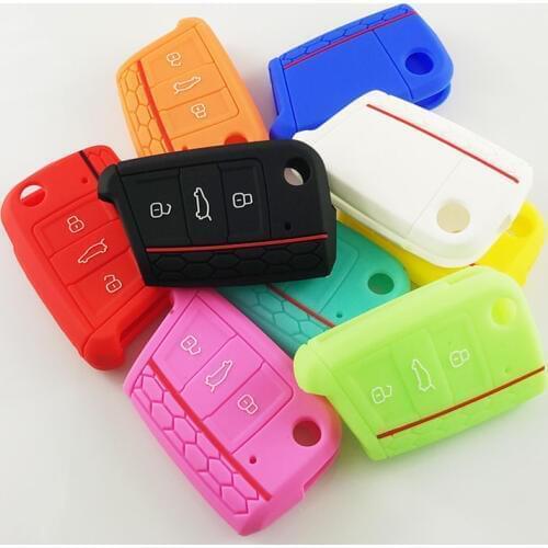 Ceyes Silicone Car Styling Cover Case For Skoda Octavia A5 Fabia Superb Yeti Rapid Citigo 3 Buttons Fold Accessories Car-Styling