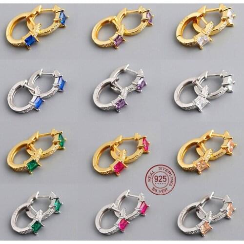 Zircon Earring 925 Sterling Silver Charm Round Small Hoop Women Earrings Crystal Fine Jewelry Wholesale Discount Multi-Color