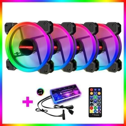 Coolmoon Case Fan PC Cooling RGB Fan with AURA SYNC IR Remote Quiet Computer Case CPU Cooler and Radiator Computer Components