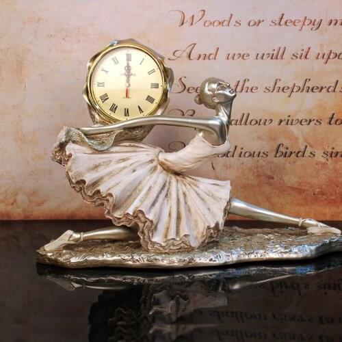 [VIP] European-style Ballerina Beauty Clock Decoration Resin Home Decor Practical Clock Pedesta Furnishing Creative Crafts