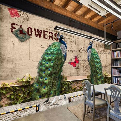Dropshipping Colomac 3d Wallpaper Abstract Peacock Retro Pastoral Style Wallpapers for Bed Room Papel De Parede Home Improvement