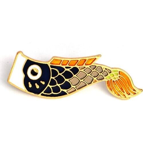 HOSENG Black and White Lucky Koi Brooch Gift For Friends Wedding Party Best Wish Jewelry Enamel Fish Animal Bag Lapel Pin HS_703