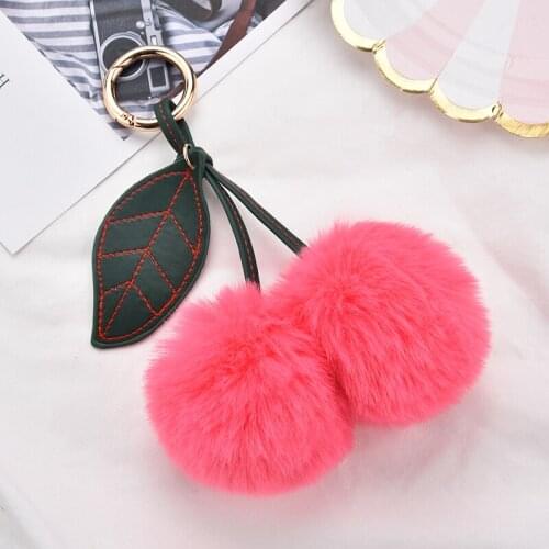 Imitated Rabbit Fluffy Fur Ball Key Chain Pompom Artificial Rabbit Fur Key chain Women Car Bag Key Ring Holder Acessory EH316