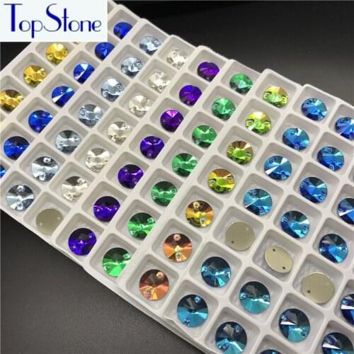 K9 Sew On Stone #3200 All Colors 12mm Rivoli Sew On Rhinestone Flatback Round Sewing Glass Crystals for dress garment