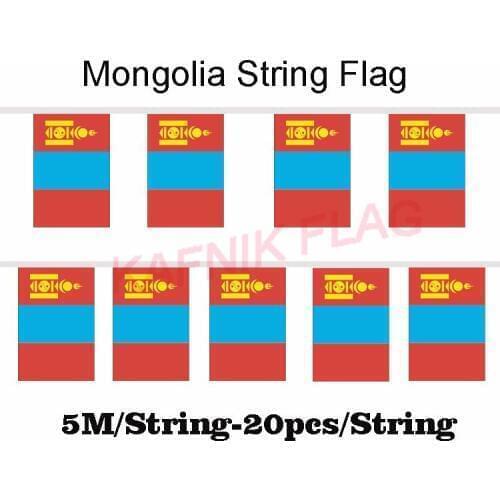 KAFNIK,5 meters 20 faces 14*21CM Mongolia String Flag Banner Bar For Party Decoration/World Event Carnival Decor
