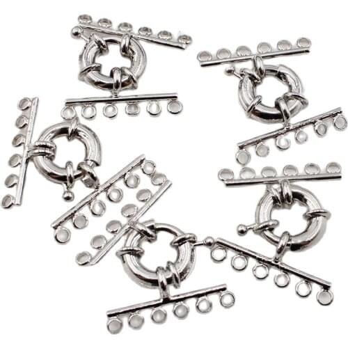 APDGG 5 Pcs Jewelry Findings 6 Strands Circle Round Clasps For Pearl Bracelets Necklaces Bracelet Making DIY Craft Accessories