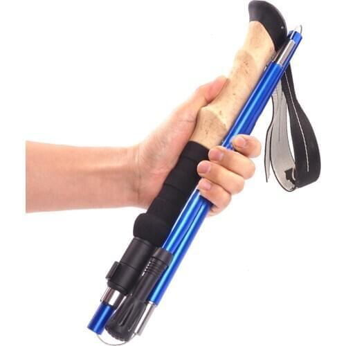 Lightweight Aluminum Alloy Folding Trekking Pole Hiking 5 Section Walking Stick Anti Shock Hiking Stick Nordic Walking Poles